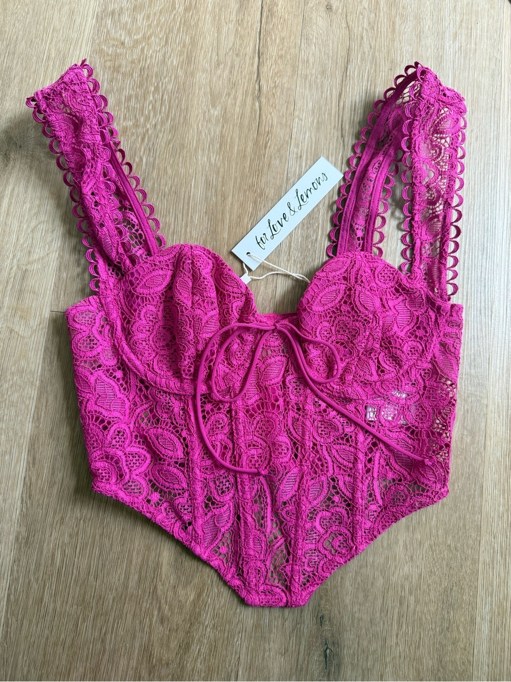 For Love And Lemons Fuchsia Sammie Crop Top